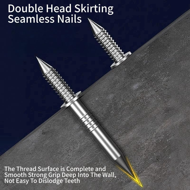 zcfochi 200pcs Double-Head Skirting Thread Seamless Nail, Non Marks Nail, Invisible Security Screw, Double Ended Baseboard Invisible Screw,Hidden Nail For Wood Veneer, With Specific Sleeve Tool (200) - Image 4